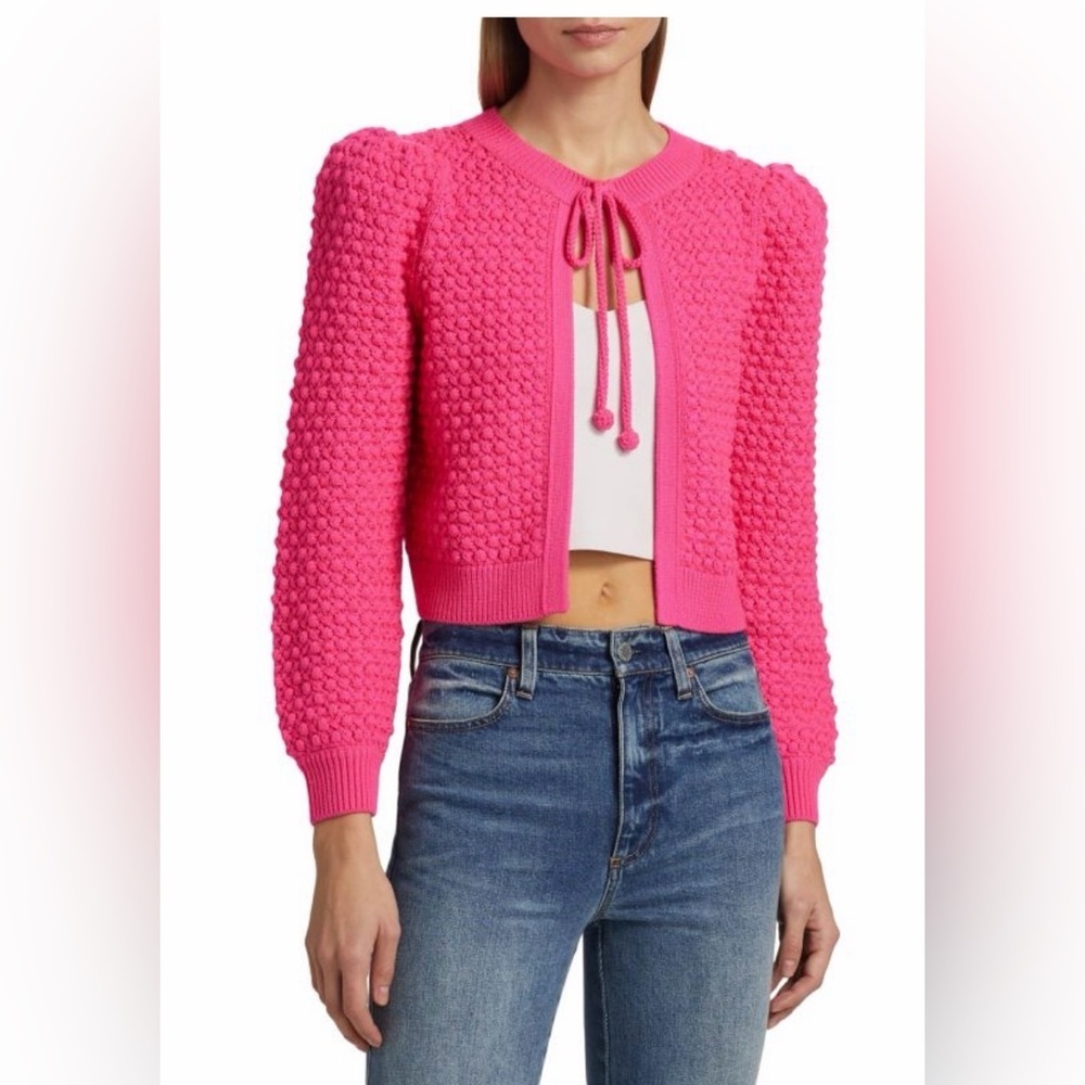 Alice + Olivia Pink Popcorn Knit Cardigan